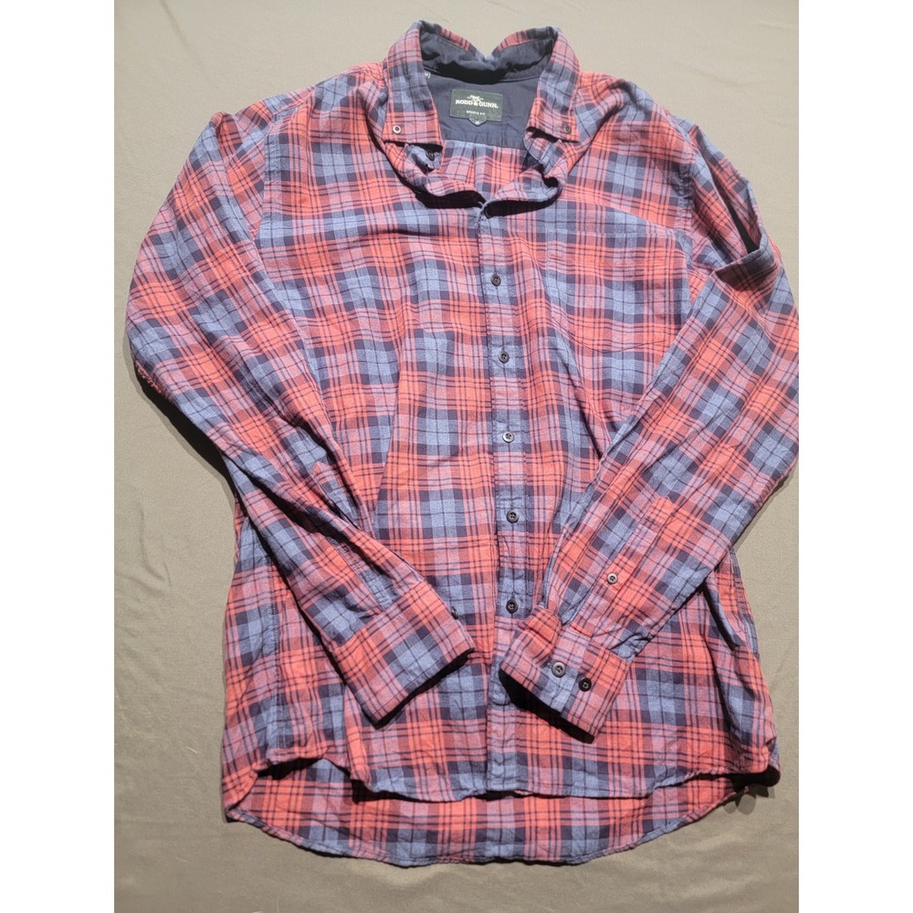 Rodd & Gunn Mens Sports Fit Plaid Button Down Shirt Red Blue 100% Cotton Medium